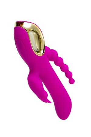Лиловый тройной вибратор Trinny - 21,5 см.